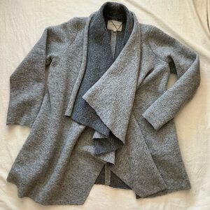 Gray Open Front Boiled Wool Jacket